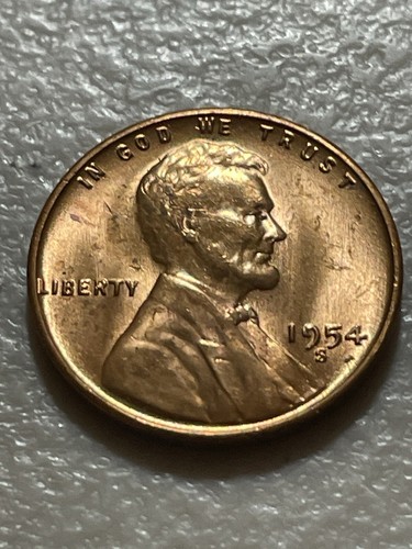 1954-S 1C RD/RB Lincoln Wheat Cent Uncirculated Carbon Spots Toning Prints 91524 - Picture 12 of 24