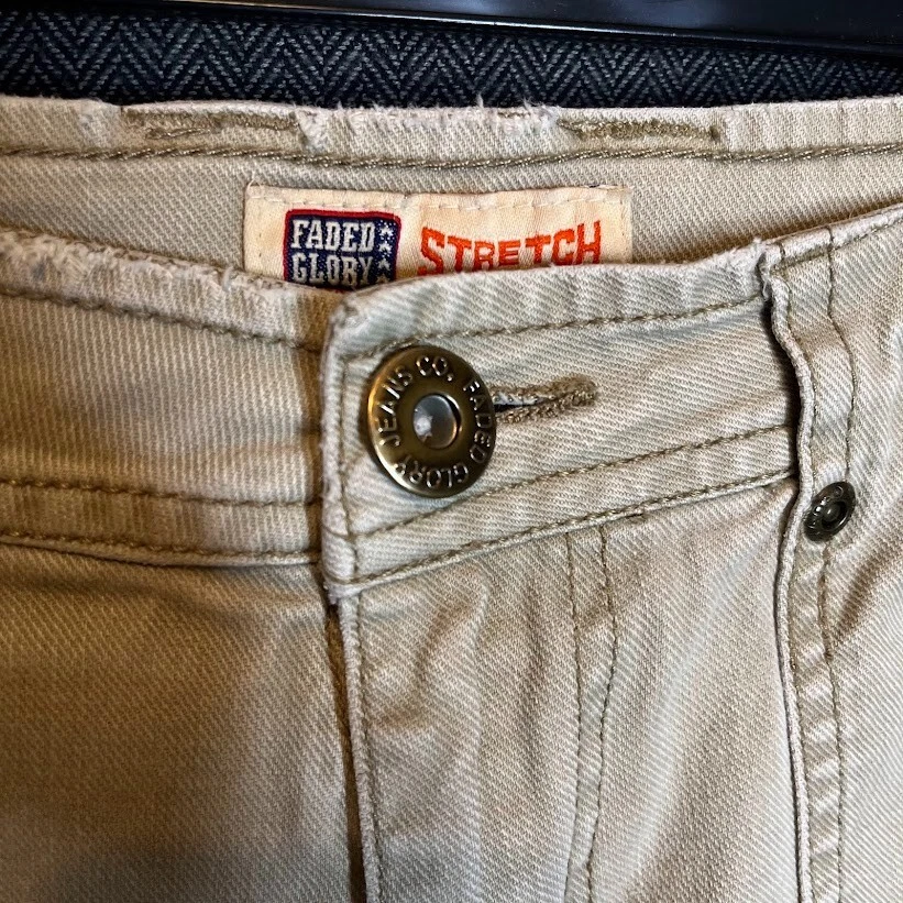 Pantalones Cortos Faded Glory Para Mujer 12 Beige Carga Rectos De Colección Y2k  Foto 4 de 4