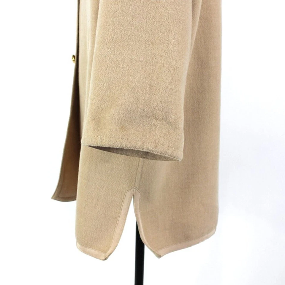Salvatore Ferragamo Años 90 Lana Tostada Dorado Zapato Botón Delantero Top Abrigo Abrigo De Colección Foto 4 de 4