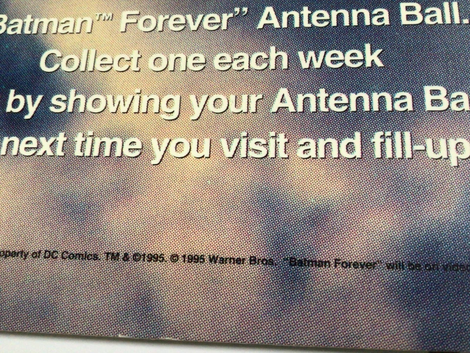 Union 76 Batman Forever Película Plástico Bomba de Gas Topper Inserto Letrero 1995 Raro 927A Foto 3 de 4