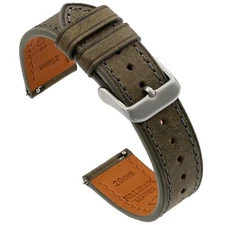Italian Leather Watch Band - Full-Grain Leather - Grey - 18, 20 or 22mm