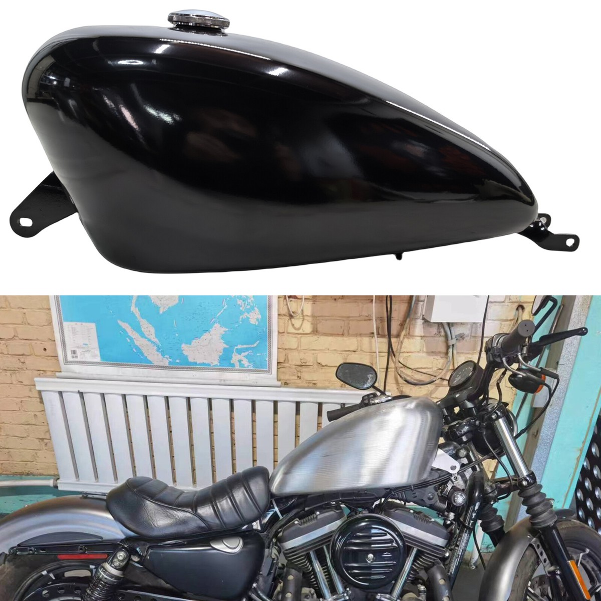 Harley Davidson タンク 黒 Motorcycle Petrol Gas Fuel Tank 19L For Harley Sportster 2006-22