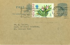 Bermuda 1970 Postal stationery  1965 QE2 uprated 2d card   Postmark Hamilton