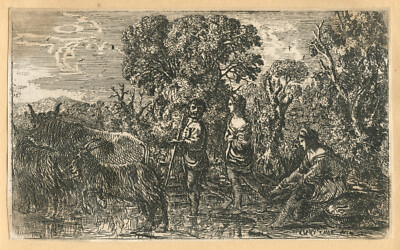 Claude Lorrain etching ''Le Passage du Gue''