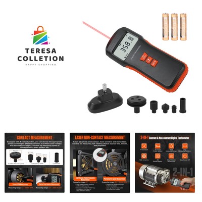 Tachometer Contact & Non-contact Digital Tachometer 4 Test Mode Laser Photo T...
