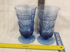 2 Mikasa Studio Nova ADIRONDACK Cobalt Blue Footed Iced Tea Glasses