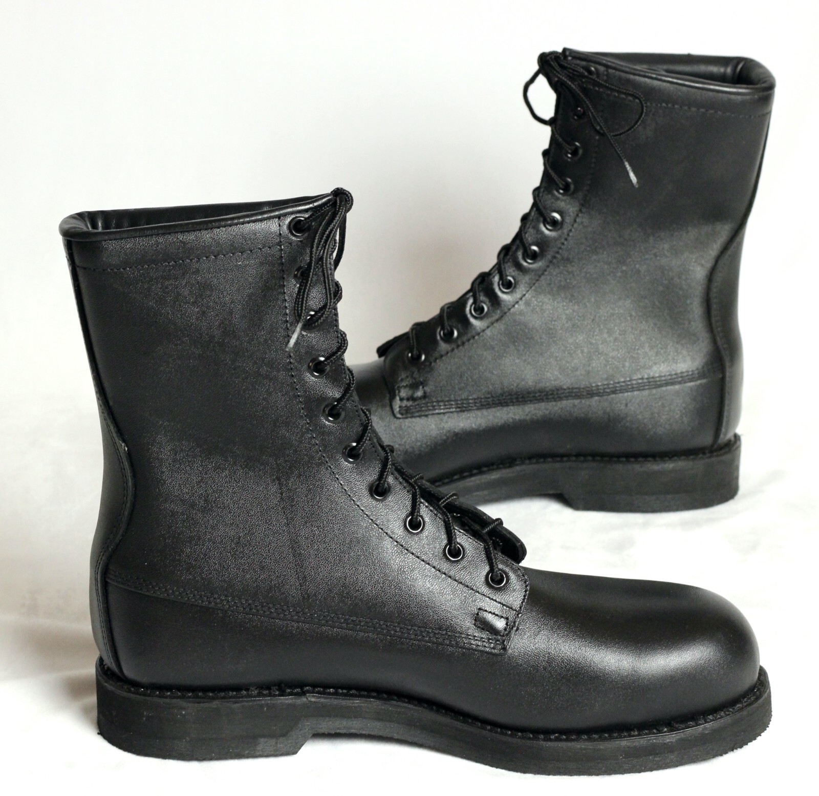 NEW Addison Black Leather Steel Toe Military Flight Boots Vibram Soles