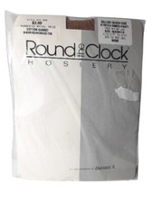 Vintage 3 Pck Round The Clock Hosiery Pantyhose Cotton Gusset Deluxe Queen Beige
