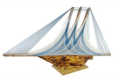 1970s Freestanding String Art Tall Ship 3D Nautical Sculpture 36 x 20" Wood Base