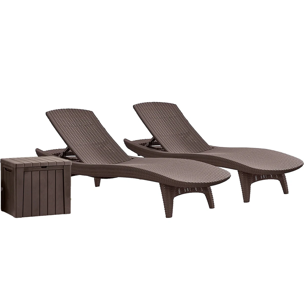 Keter Pacific Sun Loungers 2 Pack with Urban Storage Side Table