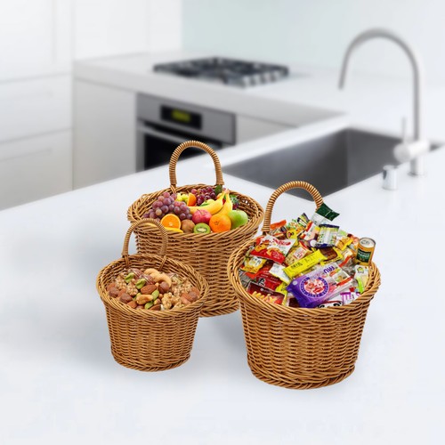 3 pieces Small Woven Storage Basket Bathroom Home Wall Desktop Organizer Baskets - Bild 2 von 19