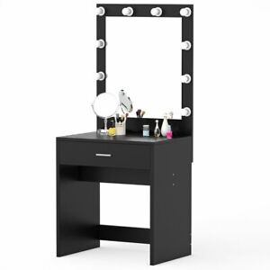 Modern Lighted Vanity Table Set With, Lighted Vanity Table Mirror