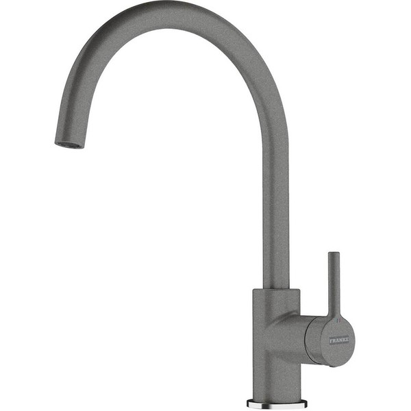 Franke Messing Hochdruck Armatur, Wasserhahn Lina J Festauslauf Steingrau Seiten-image