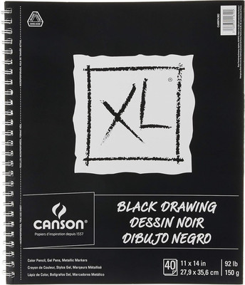 XL Series Drawing Paper, Black, Wirebound Pad, 11X14 Inches, 40 Sheets (92Lb/150