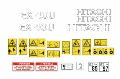 Fiat-Hitachi Ex 40U Decals (Aufkleber) Klebstoff, Komplett-Set