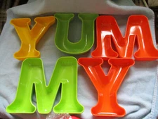 Yummy Melamine Snack 5 Dish Set # RA 171 with Box - Brightly Colored - Retro