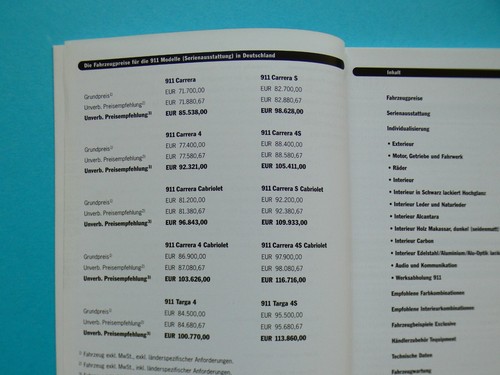 Prospekt / Preisliste mit Daten - Porsche 911 (997) - Carrera, 4S, Targa - 08/10 - Bild 3 von 15