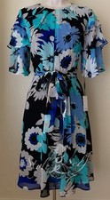 Calvin Klein Chiffon Ruffle Sleeve w/Self Sash Dress CD8H27MN NWT Size 2, 4 