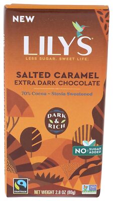 Lily'S Dark Chocolate Bar 70% Cacao Salted Caramel 2.8 Oz Pack Of 4