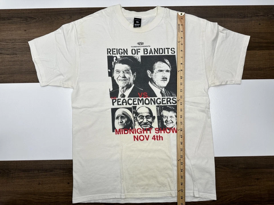 Camisa 10 Deep Para Hombres L Blanca 100% Algodón Hecha en EE. UU. Pacificadores Reinado de Bandidos Foto 3 de 4