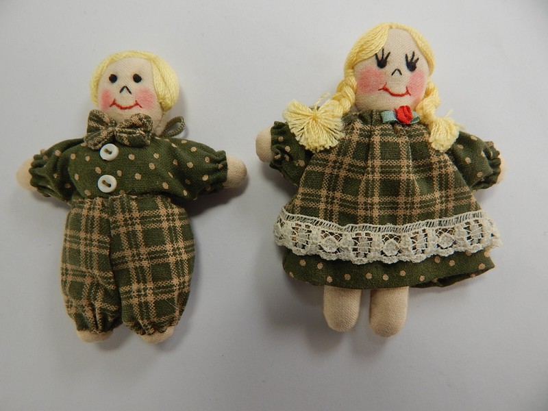 World of Miniature Bears #5900-LG By Theresa Yang Rag Doll Set 3.25" Hand Made