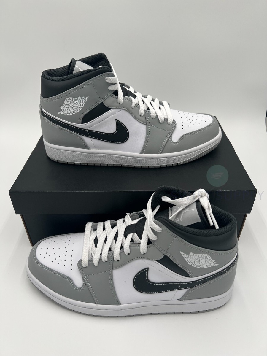 Nike Air Jordan 1 Mid Light Smoke Grey Anthracite New Men's Size