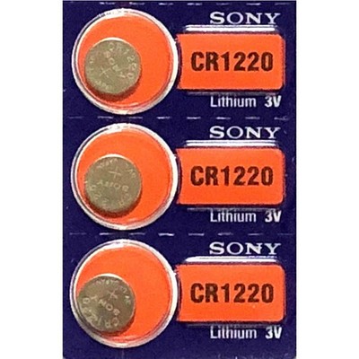 3 Pieces SONY CR1220, DL1220, ECR1220 Lithium Cell Battery 3V.