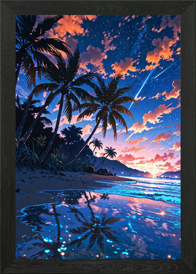 Gerahmtes Wandbild Poster Leinwanddruck Bild Sternenlicht Tropen in der Abenddämmerung