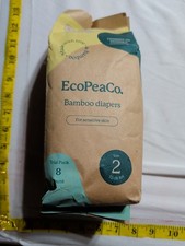 EcoPeaCo. Bamboo Diapers-8 count-Size -NEW-SEALED-FAST SHIPPING
