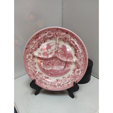 ASSIETTE GRILL ROUGE VINTAGE SHENANGO ROSELYN CASTLE DIVISÉE TRANSFERWARE