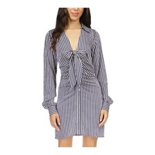 MICHAEL Michael Kors Graphic Halo Stripes Dress Size 12 Midnight Blue MR481NZBHK