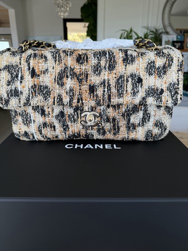 BNIB Chanel Matthieu Blazy Maxi Flap Bag 32cm Cheetah Leopard Gold Hardware