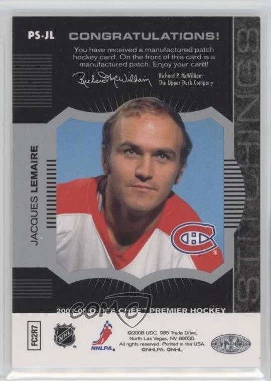 2007-08 O-Pee-Chee Premier Stitchings /199 Jacques Lemaire #PS-JL HOF - Image 2 of 2