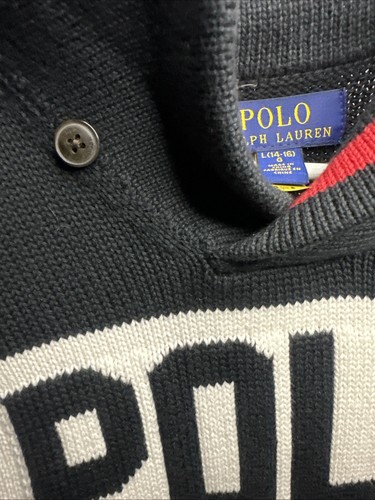 Polo by Ralph Lauren Boys' Black Red Striped Sweater Size L (14-16) Cotton Knit - Picture 4 of 5