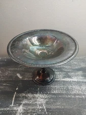 Vintage Compote Pedestal Plate Dish, Silverplate?