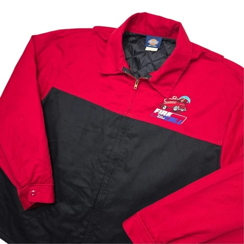 Dickies Mens 3XL Red Black Two Tone Quilted Lined Fire Call Work Jacket Notifier - product listing photo