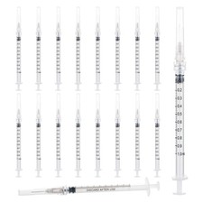 100 Pack 1ml 27Ga 13mm Lab Syringe Tools with Measurement, transparent 