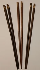 Wood Inlay Chopsticks 3 Pair Set
