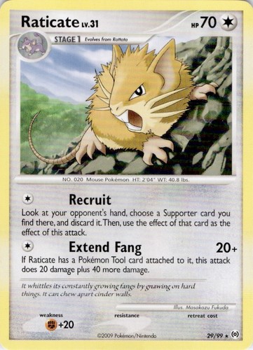 Raticate 29/99 Rare Arceus Pokemon Near Mint