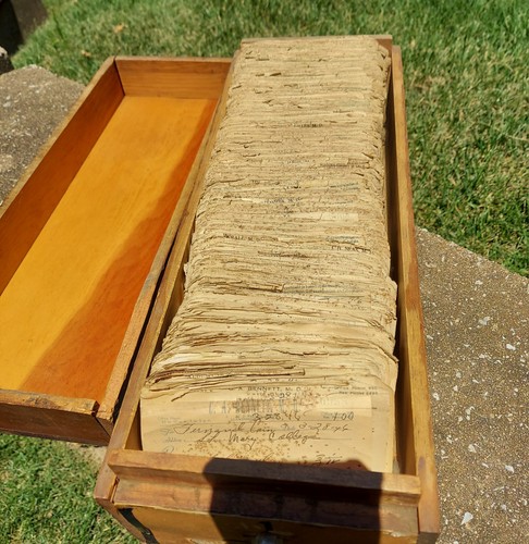 Lot Hundreds Antique 1940's Paper Prescriptions Pharmacy Medical RX Handmade Box