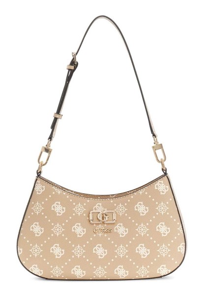 Guess Emelie Logo Top Zip Shoulder Bag Schultertasche Tasche Biscotti Logo Neu-image