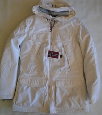 Napapijri Skidoo Jacke Mantel Damen M weiß warm Kapuze wattiert Parka