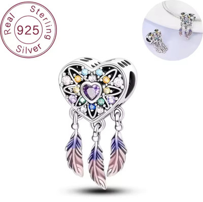 S925 Sterling Silber Charm für Armband Traumfänger Herz Edition ohne Kette inkl