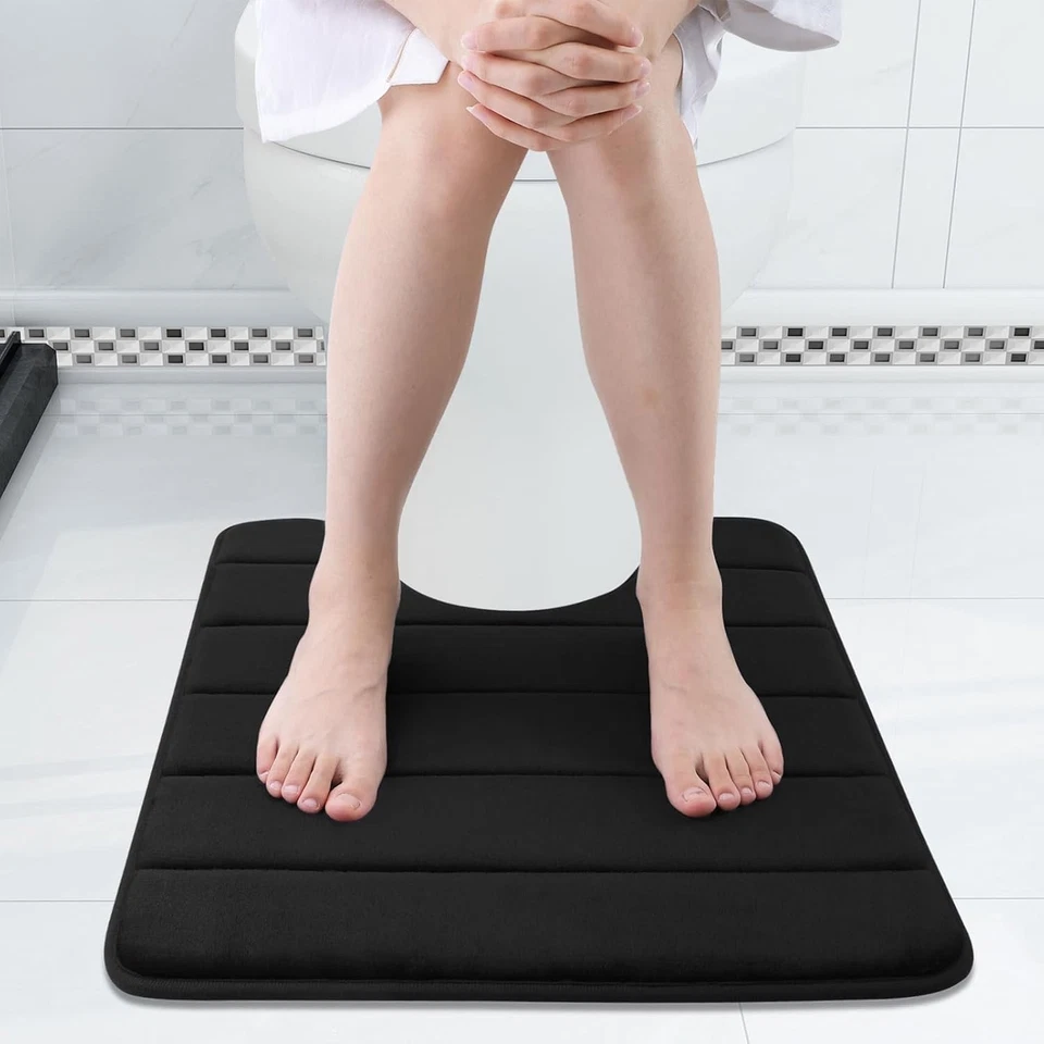 Alfombras de inodoro con contorno en forma de U de espuma viscoelástica, antideslizantes absorbentes Foto 3 de 4