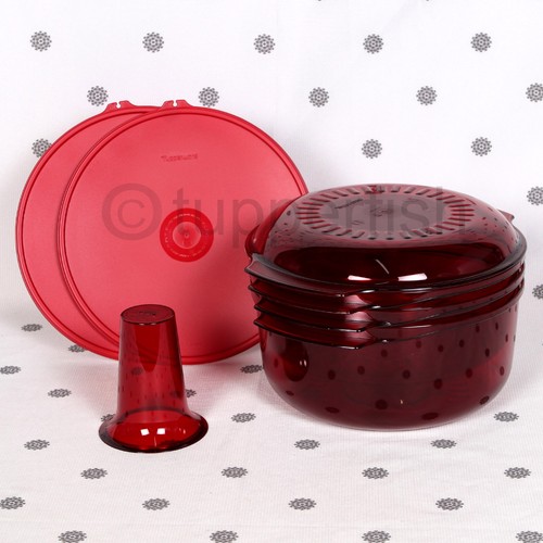 Ministack Cooker Tupperware NEW Tupperware Stack Cooker 7 Piece Microwave Cooking Red Seals Cone ...