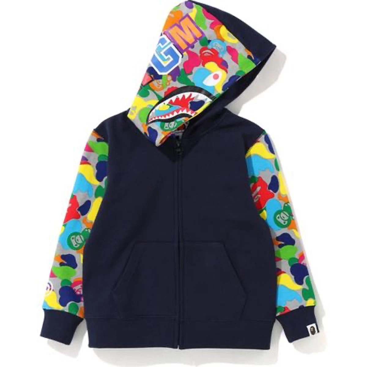 BAPE x Baby Milo Kids Full Zip Shark Hoodie Multi Camo 120cm | eBay