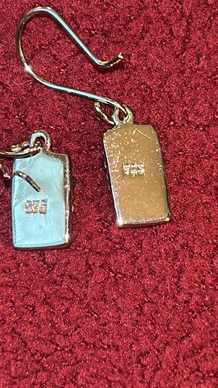 Firefly Rectangular Blue and Green Stone Dangle E… - image 2