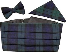 Black Watch Tartan Cummerbund Set Includes Bow Tie  Hanky