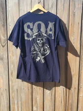 Sons of Anarchy Reaper Crew Shirt Size XL Fits Large Navy Blue 