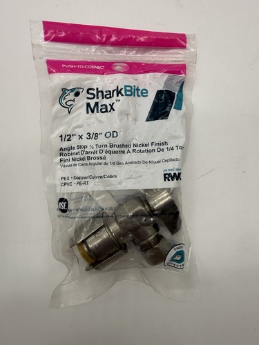 SharkBite Max 1/2 x 3/8 Inch Compression Angle Stop Valve Brass Plumbing Fitting